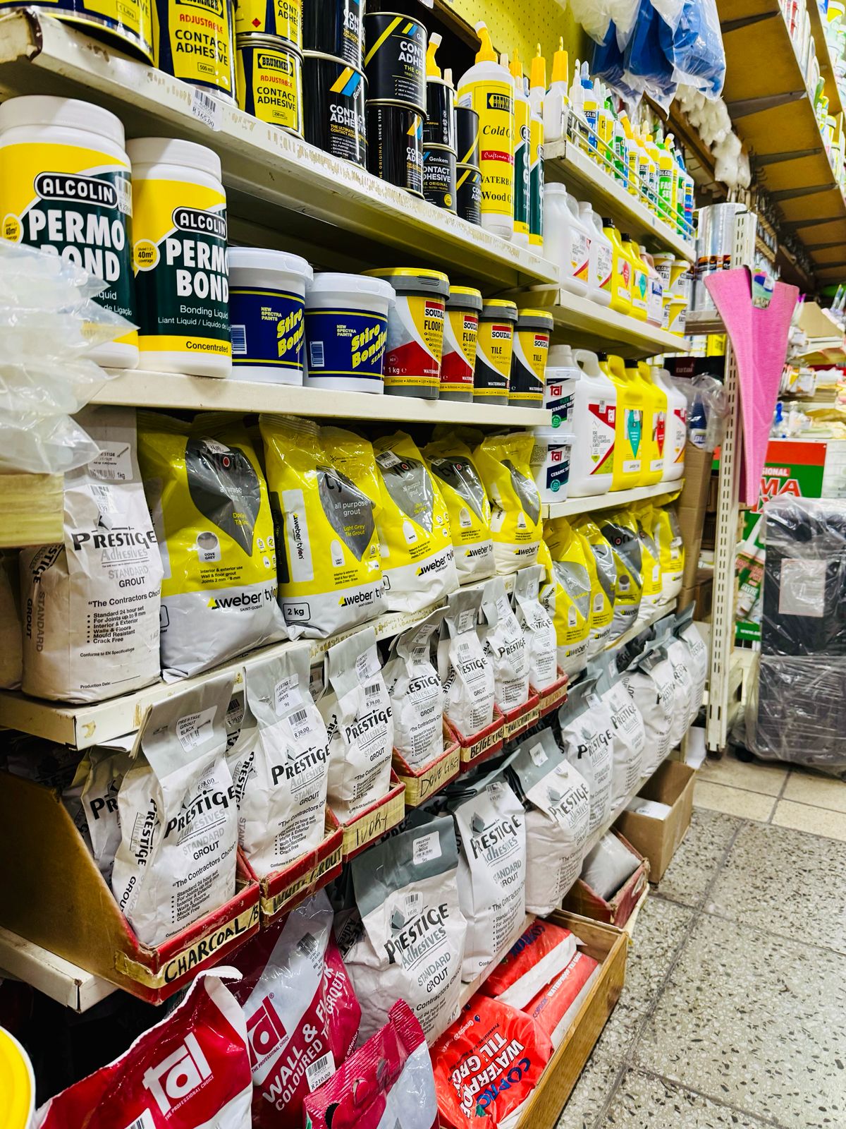Adhesives & paint aisle